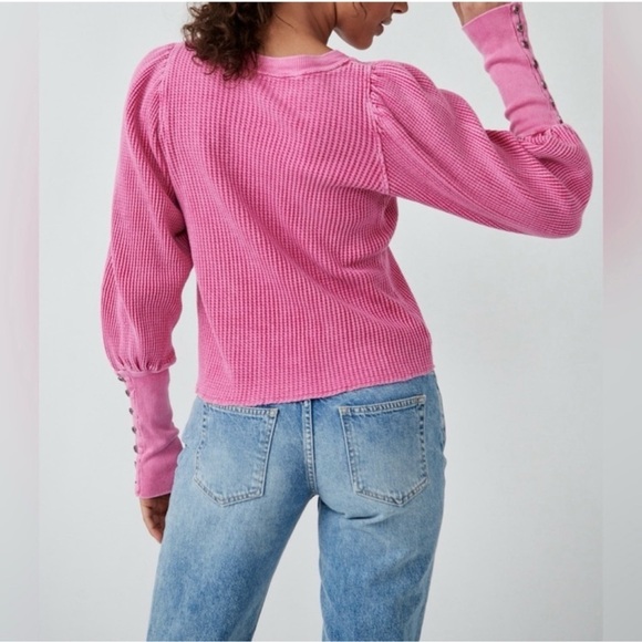 Free People Pink Waffle Thermal – Size M - Picture 4 of 8
